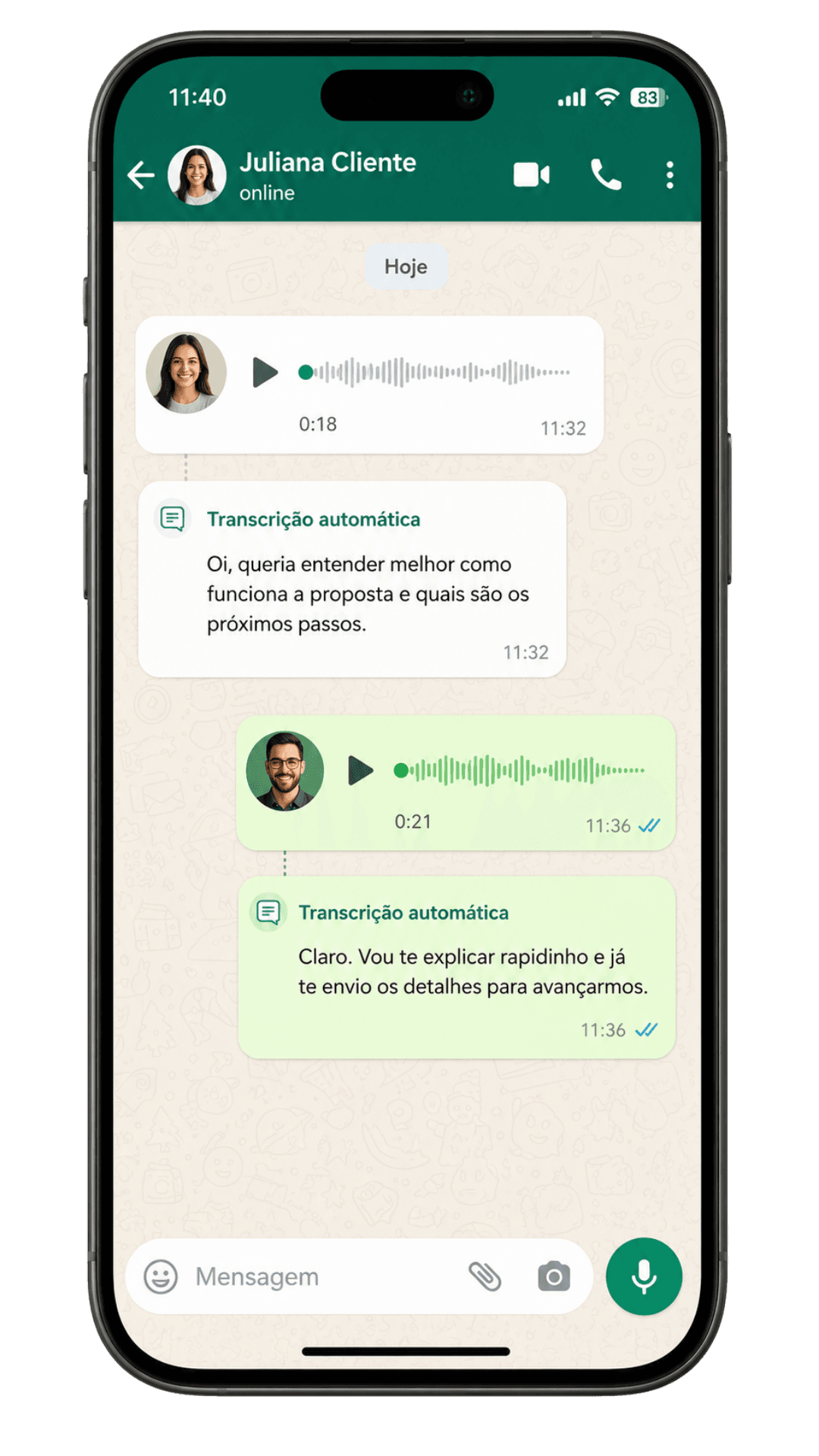 WhatsAudio — transcrição automática no WhatsApp